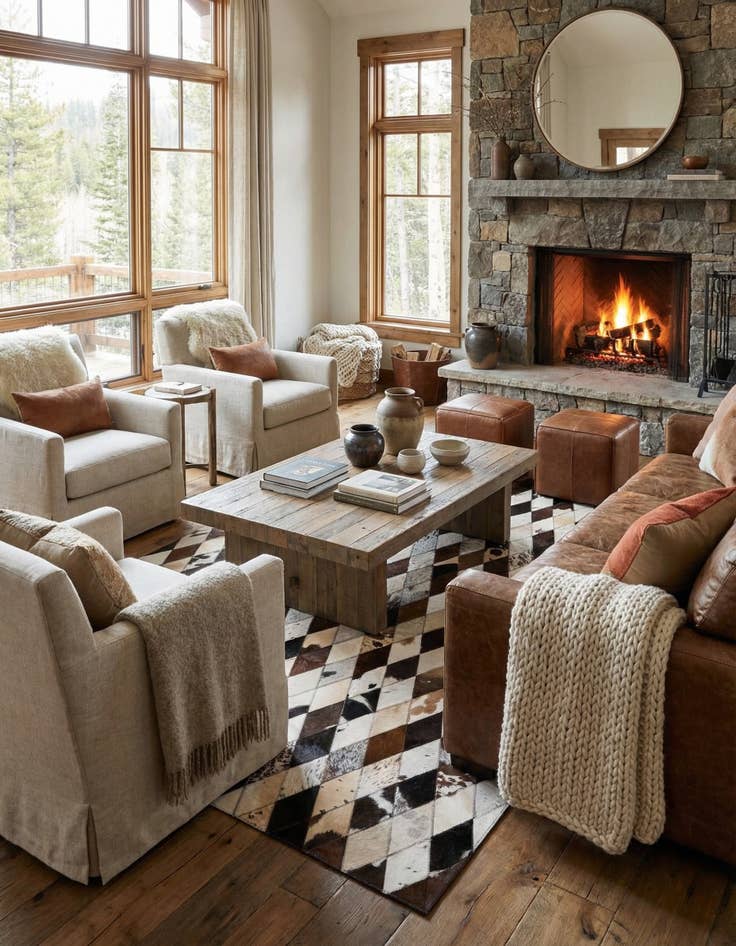 Detail image of 4' 9 x 6' 9 Cowhide Stocks Rug