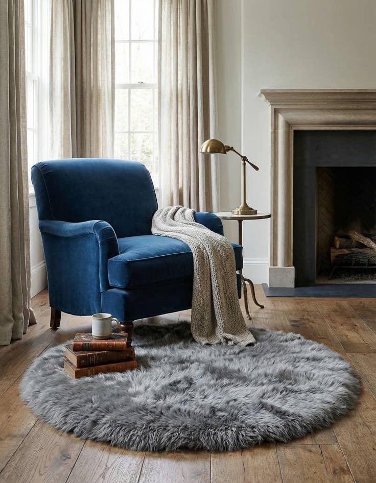 Detail image of  2' x 2' Sheepskin Round Rug