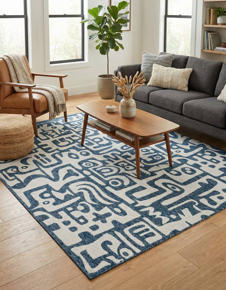 Detail image of  7' 10 x 10'  Washable Modern Indoor / Outdoor Rug