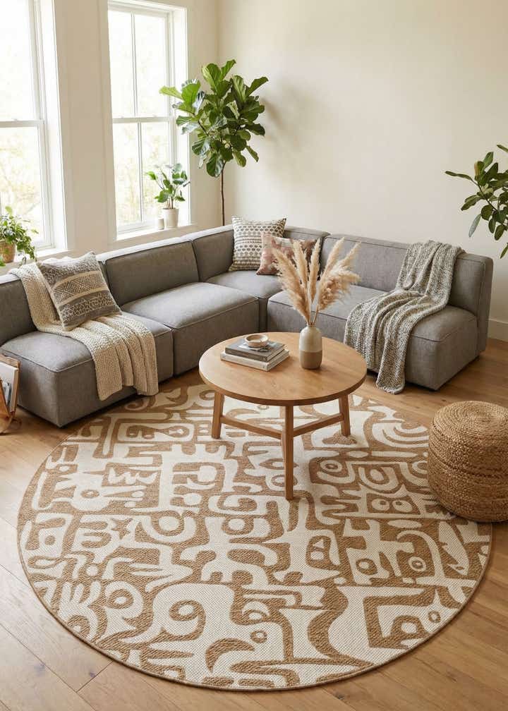 7' 10 x 7' 10 Easy-Clean Modern Indoor / Outdoor Round Rug