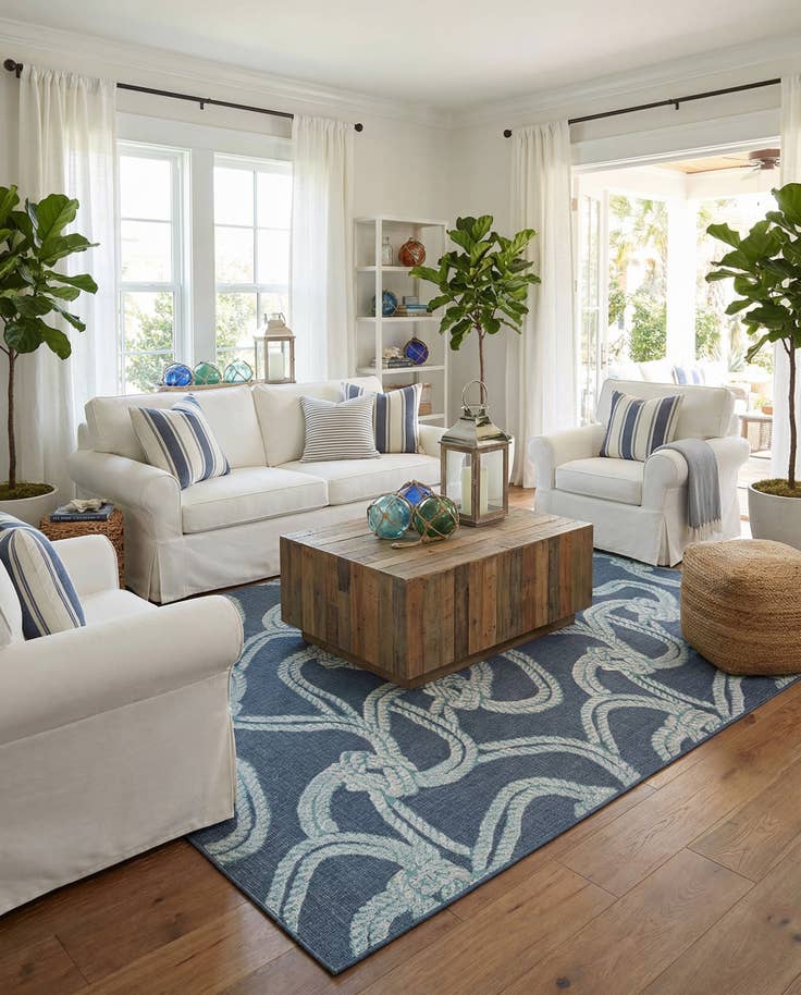 Detail image of 9' x 12' Easy-Clean Coastal Indoor / Outdoor Rug