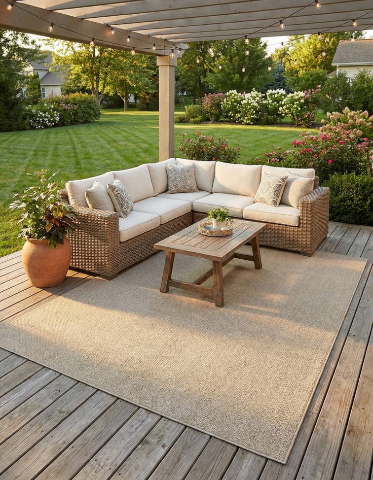 Detail image of 9' x 12'  Washable Solid Indoor / Outdoor Rug