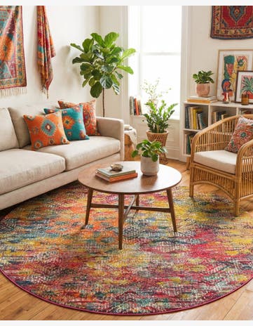7' x 7' Washable Vivid Round Rug
