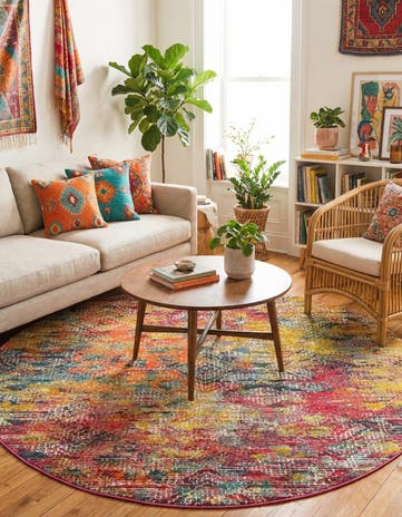Washable Vivid Round Rug