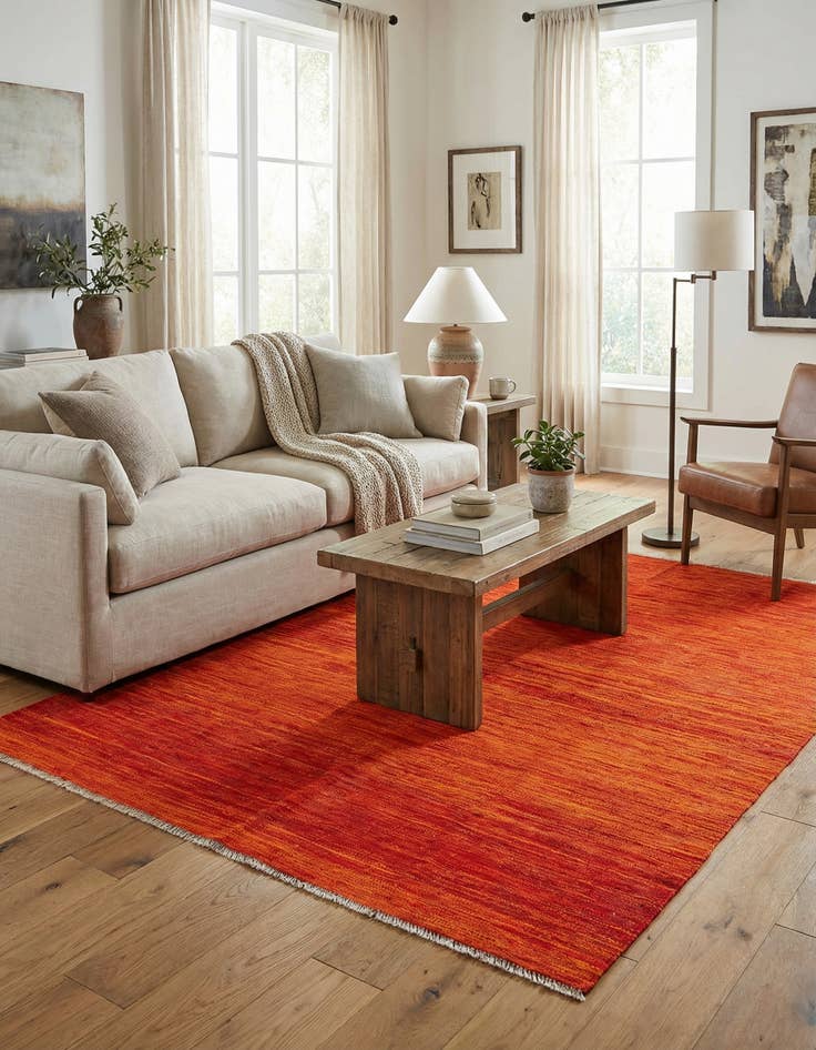 Detail image of 4' 7 x 6' 6  Hand Woven Kilim Modern Wool Rug