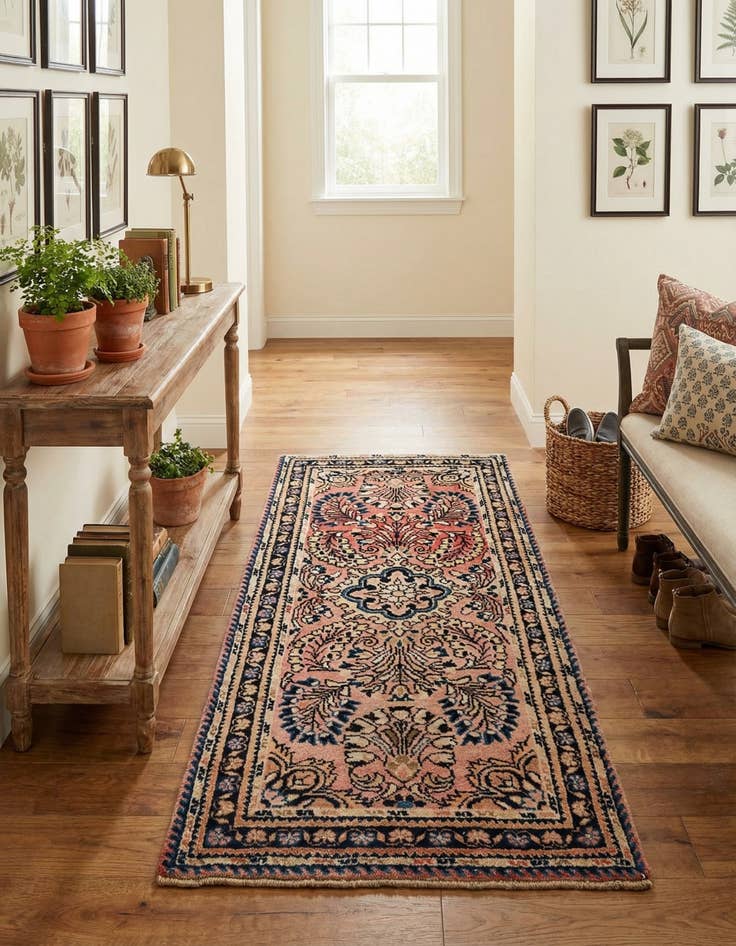 Detail image of  2' 1 x 3' 10  Hand Knotted Hamedan Persian Wool Runner Rug