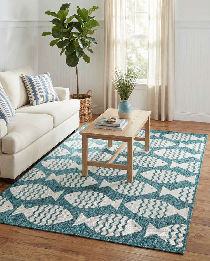 4' 1 x 6' 1 Easy-Clean Coastal Indoor / Outdoor Rug