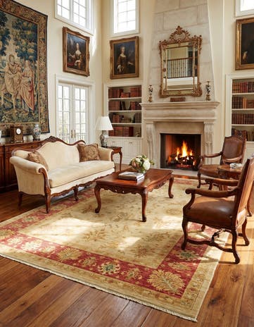 5' 9 x 8' 1 Hand Knotted Peshawar Ziegler Rug