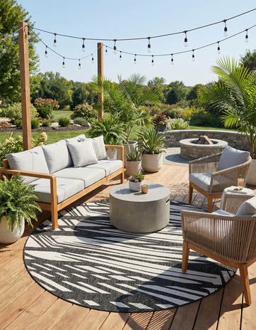 7' 10 x 7' 10 Easy-Clean Modern Indoor / Outdoor Round Rug