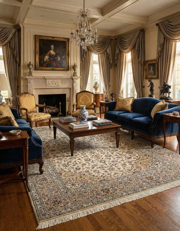 8' x 11' 2 Hand Knotted Kashan Persian Wool Rug