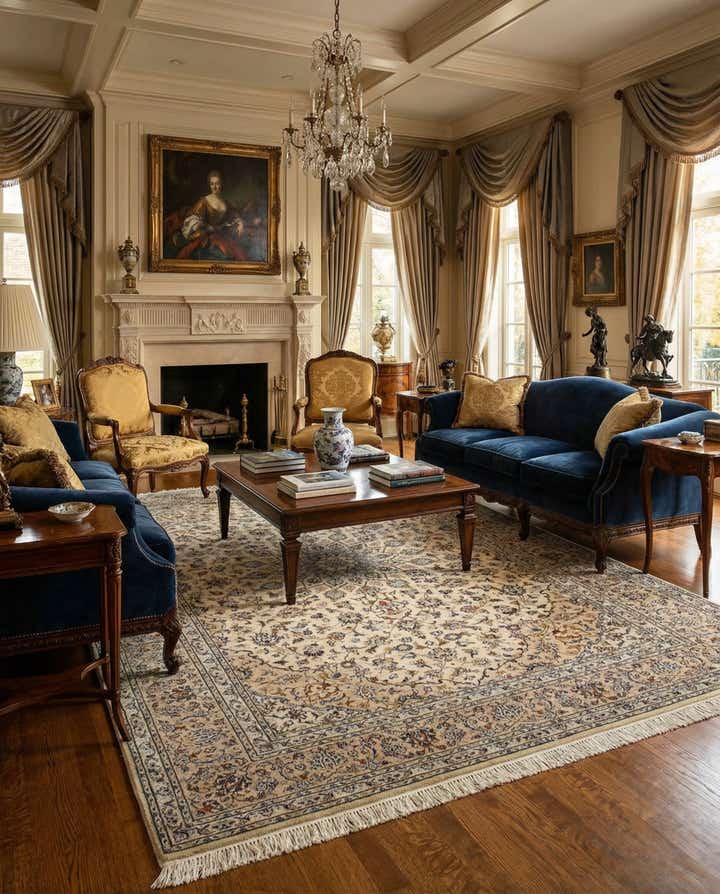 8' x 11' 2 Hand Knotted Kashan Persian Wool Rug