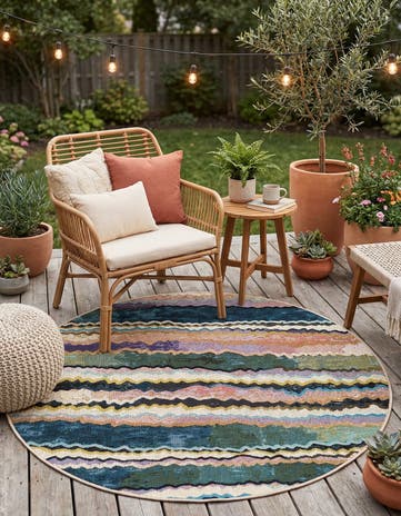 Easy-Clean Modern Indoor / Outdoor Round Rug