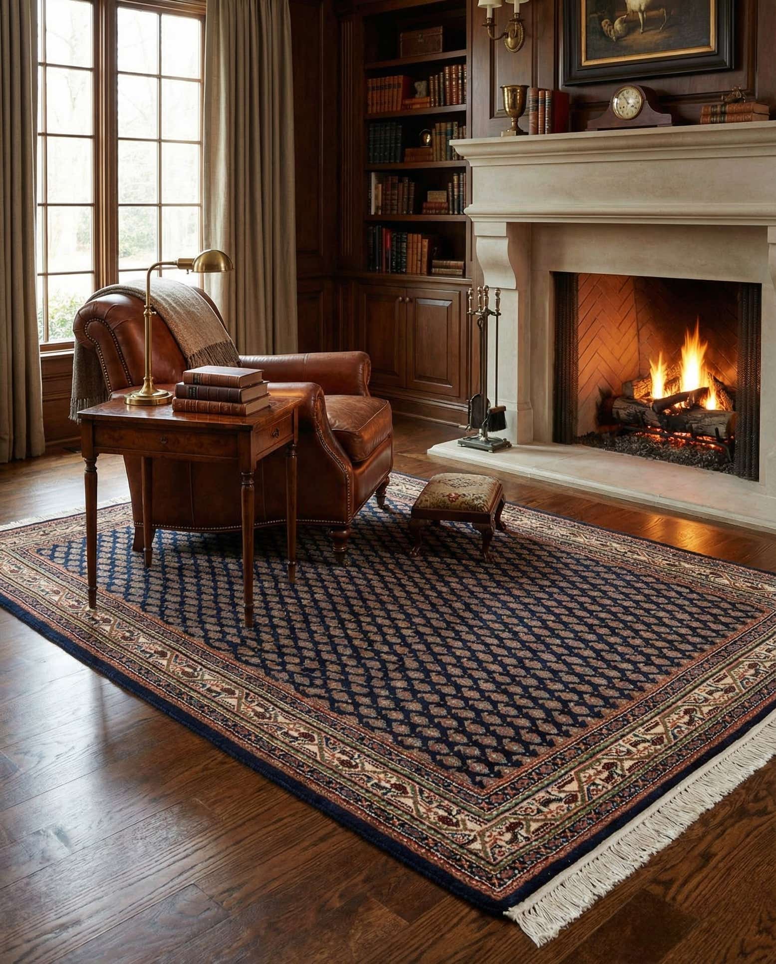 4' x 6' 1 Hand Knotted Mir Wool Rug