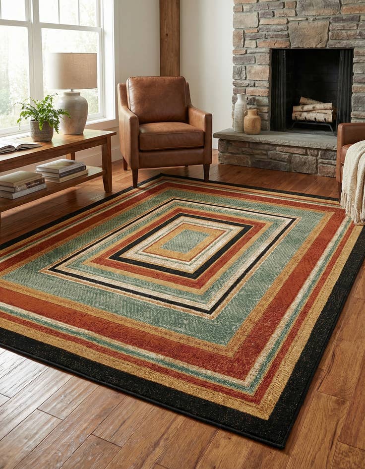 Detail image of  4' x 6'  Washable Modern Indoor / Outdoor Rug