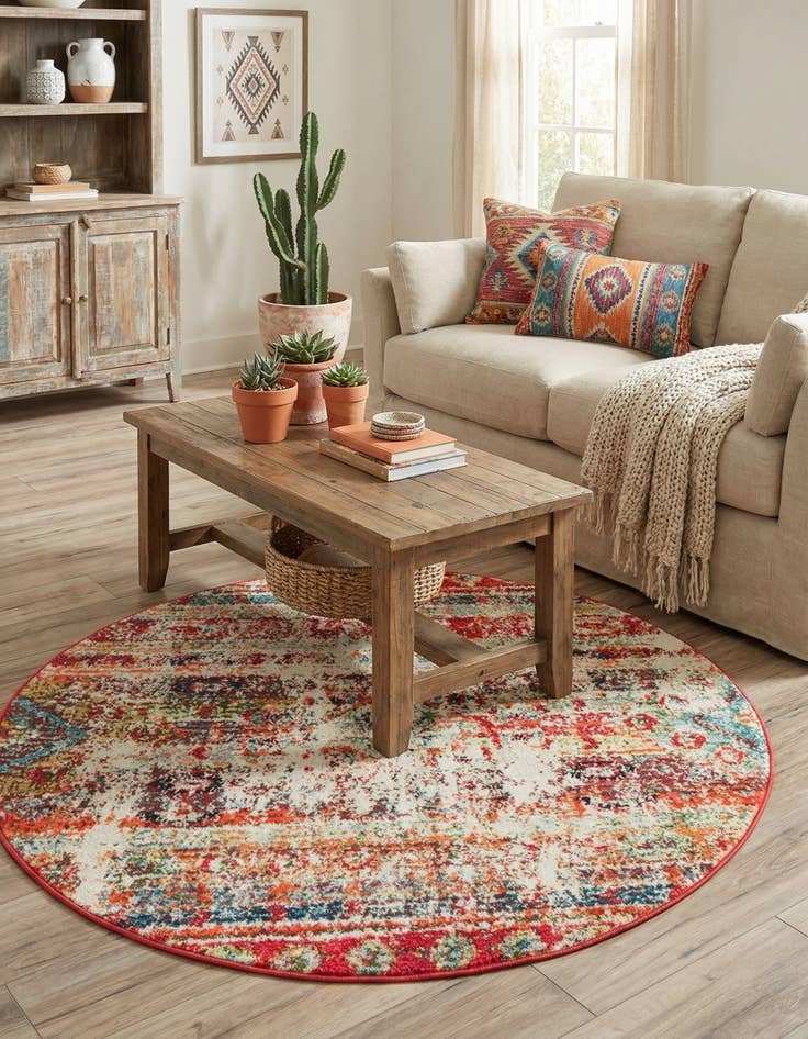 Detail image of  3' 3 x 3' 3  Washable Mesa Round Rug