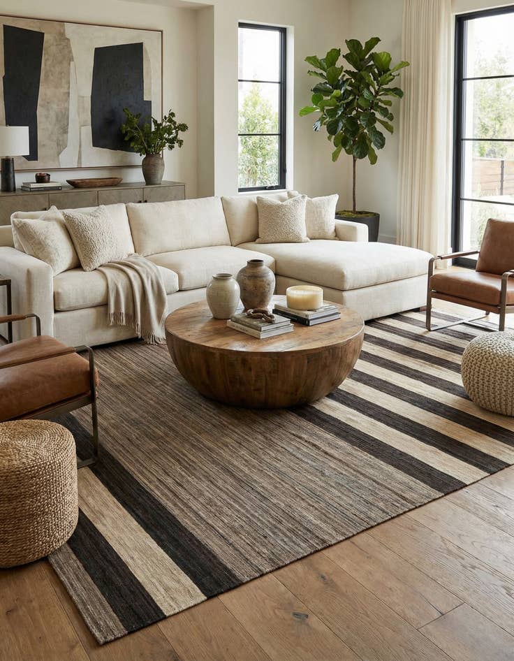 Detail image of 6' 9 x 9' 8  Hand Woven Kilim Modern Wool Rug