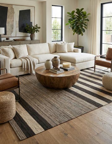 6' 9 x 9' 8 Hand Woven Kilim Modern Wool Rug