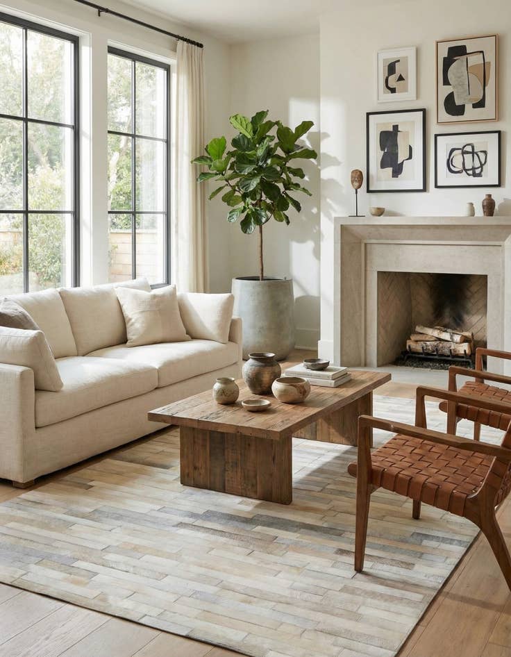 Detail image of 5' 1 x 7' 8 Cowhide Leather Rug