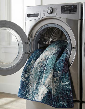 Blue Washable Sevilla Square Rug