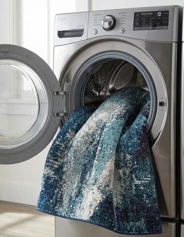 Blue Washable Sevilla Square Rug