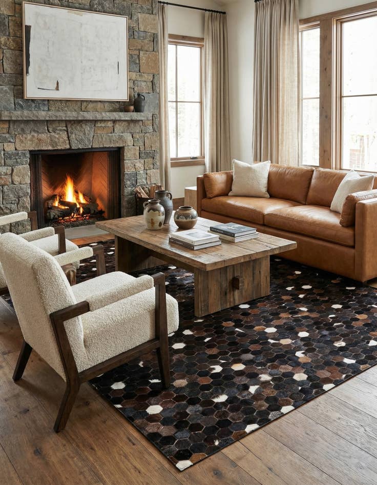 Detail image of 5' x 8' 1 Cowhide Leather Rug