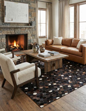 5' x 8' 1 Cowhide Leather Rug