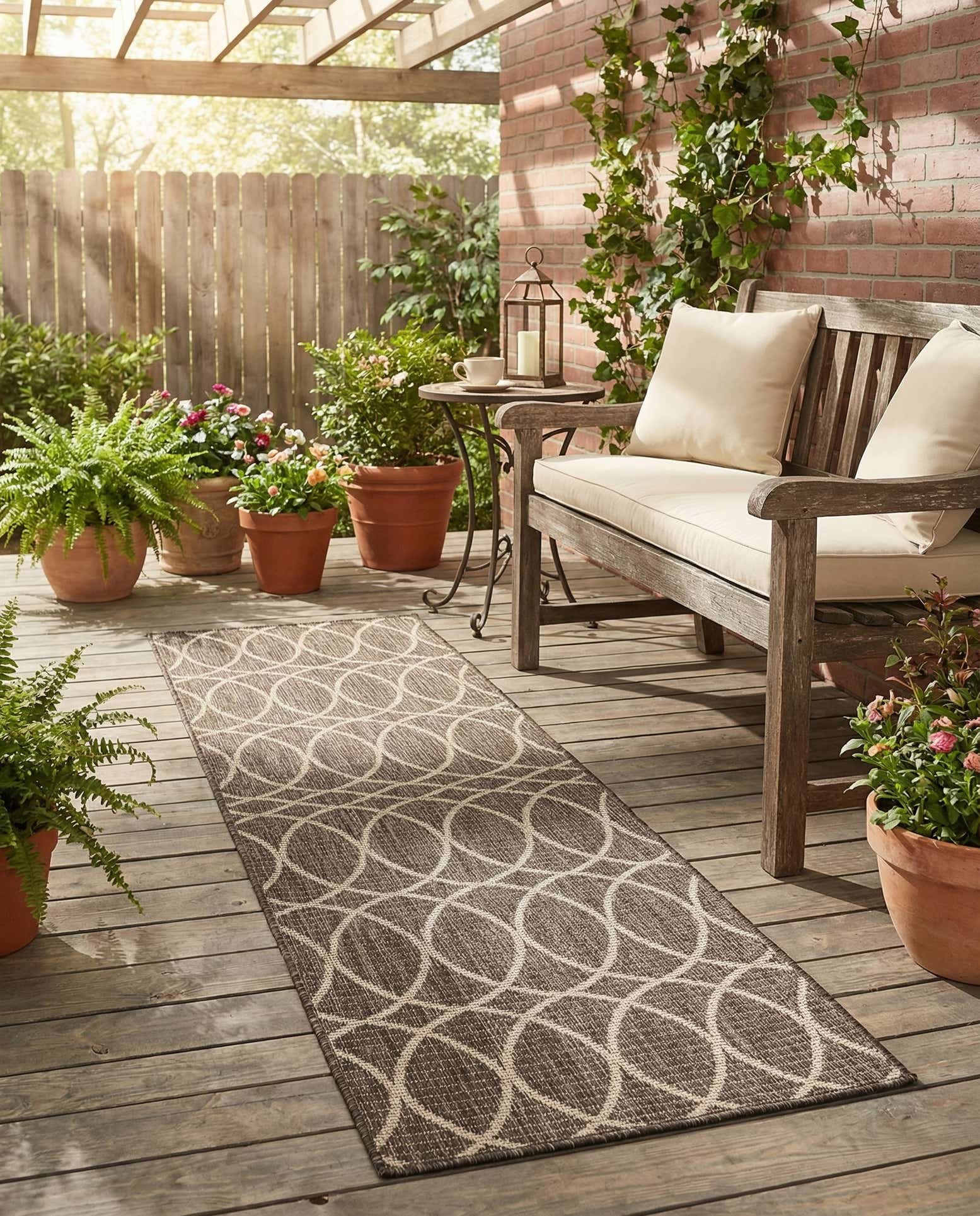 2' x 8' Easy-Clean Trellis Indoor / Outdoor Runner Rug