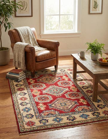 3' 4 x 5' Hand Knotted Kazak Rug