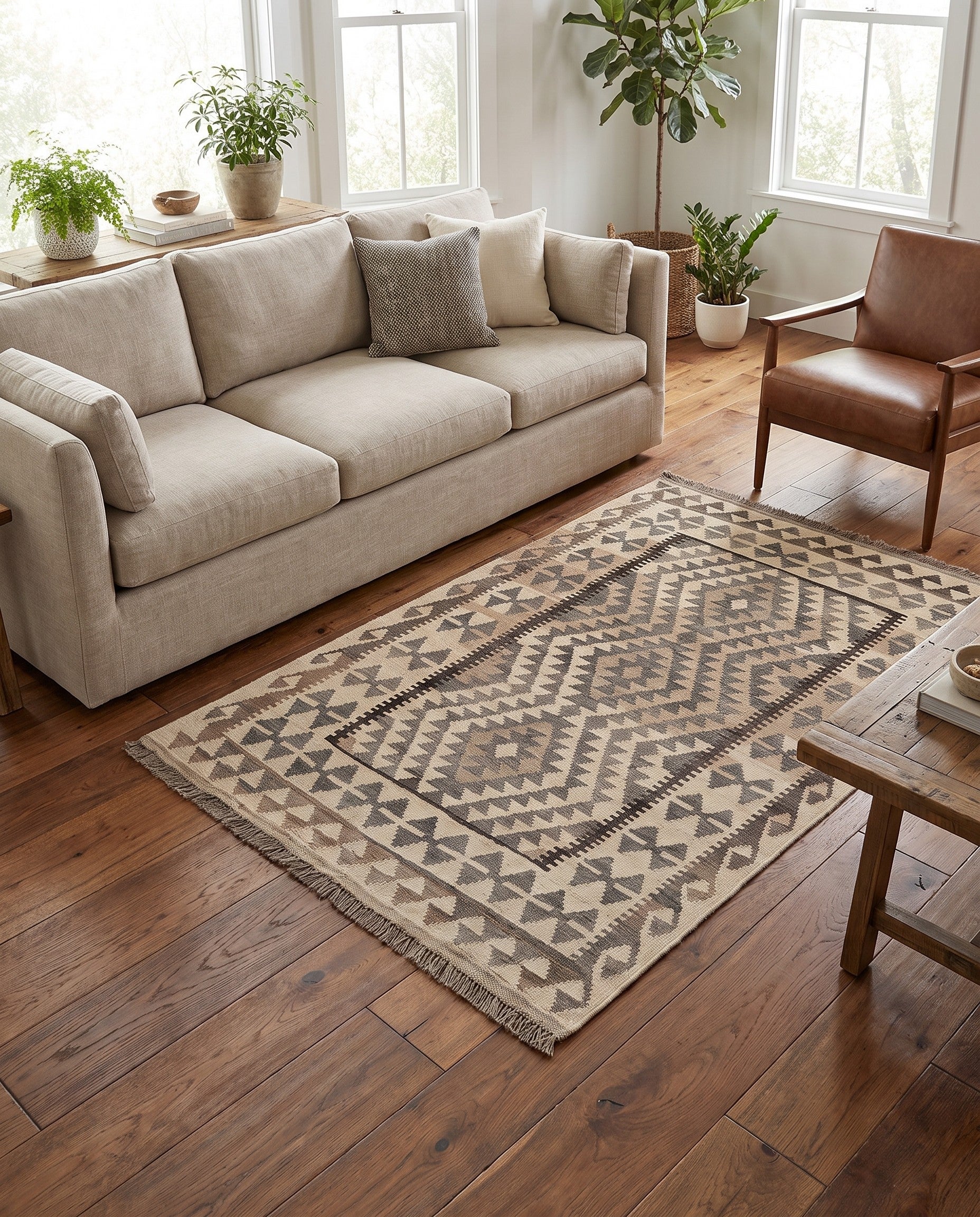 3' 5 x 5' 6 Hand Woven Kilim Maymana Wool Rug