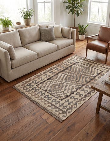 3' 5 x 5' 6 Hand Woven Kilim Maymana Wool Rug