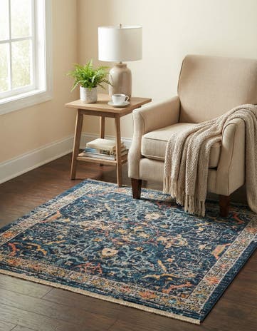 Navy Blue Lola Square Rug