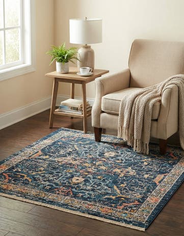 Navy Blue Lola Square Rug