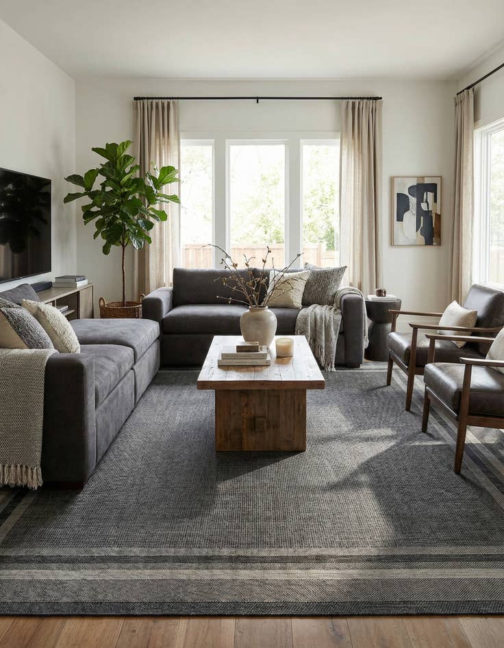 Detail image of 13' x 13'  Washable Border Indoor / Outdoor Square Rug