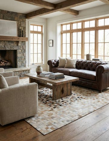 5' x 8' Cowhide Leather Rug