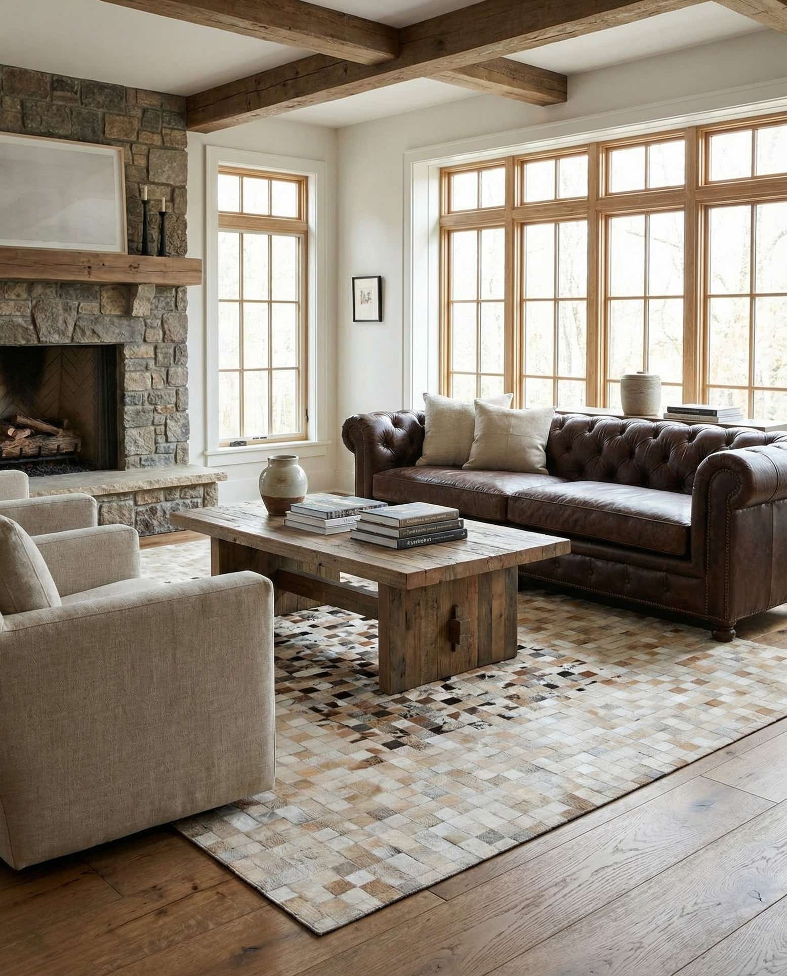 5' x 8' Cowhide Leather Rug