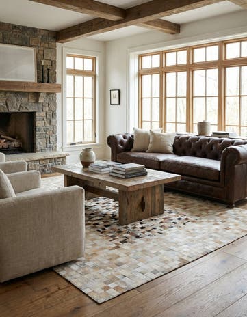 5' x 8' Cowhide Leather Rug