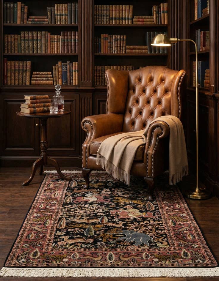 Detail image of 3' 1 x 5'  Hand Knotted Kashmir Oriental Rug