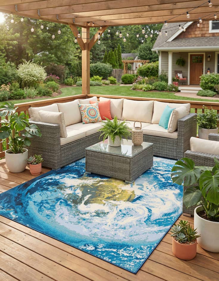 Detail image of 7' 10 x 10'  Washable Modern Indoor / Outdoor Rug