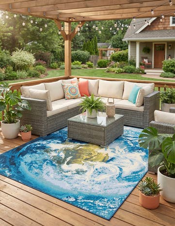 7' 10 x 10' Easy-Clean Modern Indoor / Outdoor Rug