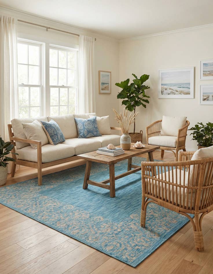 Detail image of 7' x 10'  Washable Border Indoor / Outdoor Rug