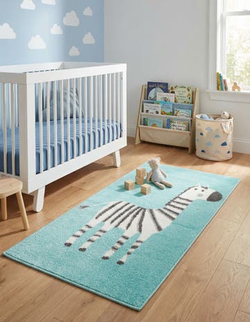 2' 2 x 3' 11 Zebra Whimsy Kids Runner Rug