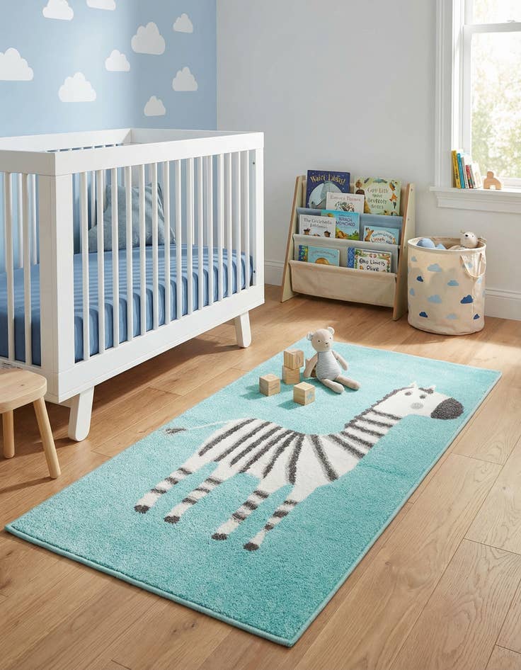 Detail image of 2' 2 x 3' 11 Zebra Whimsy Kids Runner Rug