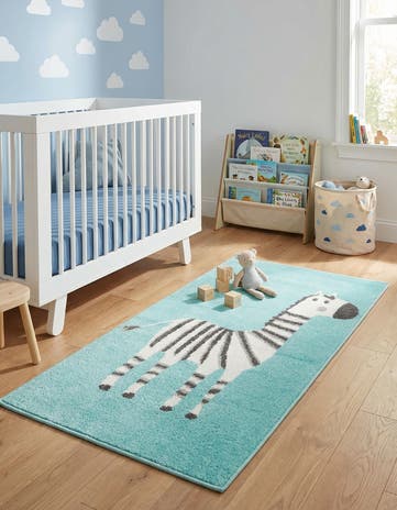 2' 2 x 3' 11 Zebra Whimsy Kids Runner Rug