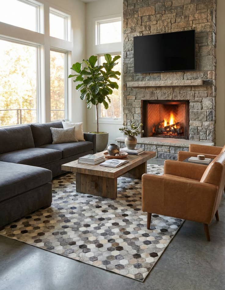 Detail image of 6' 1 x 9' Cowhide Leather Rug