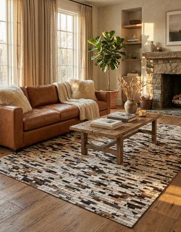 5' x 7' 10 Cowhide Leather Rug