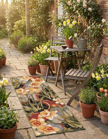 2' x 6' Easy-Clean Botanical Indoor / Outdoor Runner Rug