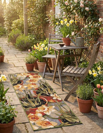 2' x 6' Easy-Clean Botanical Indoor / Outdoor Runner Rug