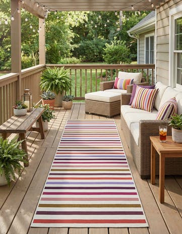 2' 7 x 12' Easy-Clean Ribbon Indoor / Outdoor Runner Rug