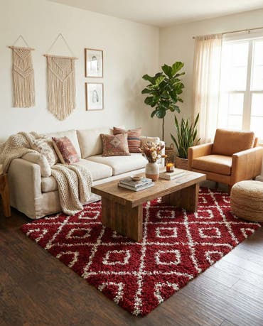  5' 3 x 8' Lattice Shag Rug