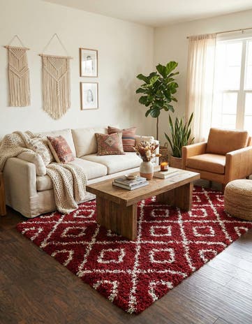 5' 3 x 8' Lattice Shag Rug